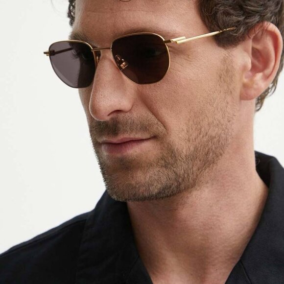 ?️ New Bottega Veneta BV1301S 001 Sunglasses - Gold Frame, Grey Lenses main image 5